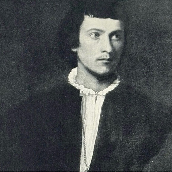 TITIAN Italy Artist MAN WITH THE GLOVE Art Print Original 1900 Vintage Boston MA - Picture 5 of 6